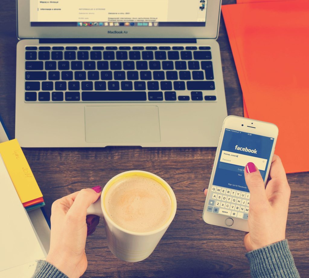 Cell Phone with Facebook login screen